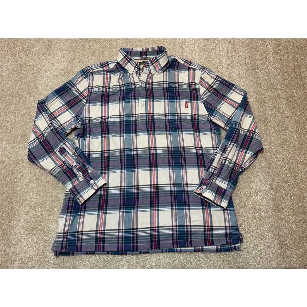 Chubbies In Tents Relaxation Men's Shirt Large Long Sleeve Plaid‎ Button Up